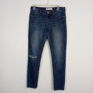 RSQ Miami Jean Jeggings Juniors Size 7 Distressed Low Rise Stretch Comfort Blue
